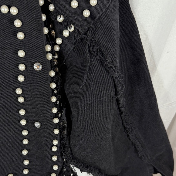 SALT PEARL STUDDED BLACK DENIM JACKET M - Picture 12 of 13